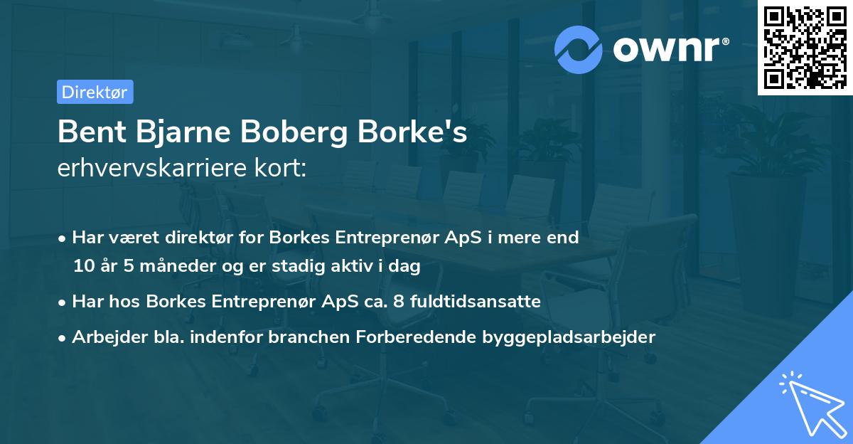 Bent Bjarne Boberg Borke's erhvervskarriere kort