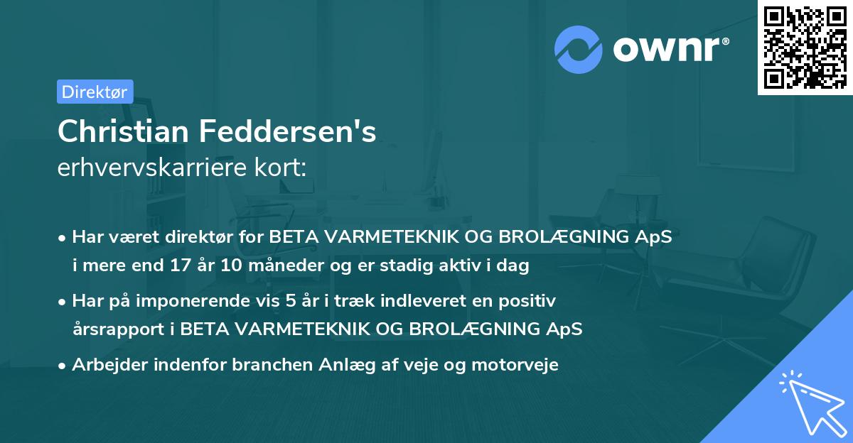 Christian Feddersen's erhvervskarriere kort