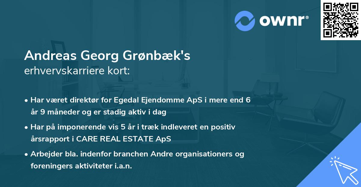 Andreas Georg Grønbæk's erhvervskarriere kort