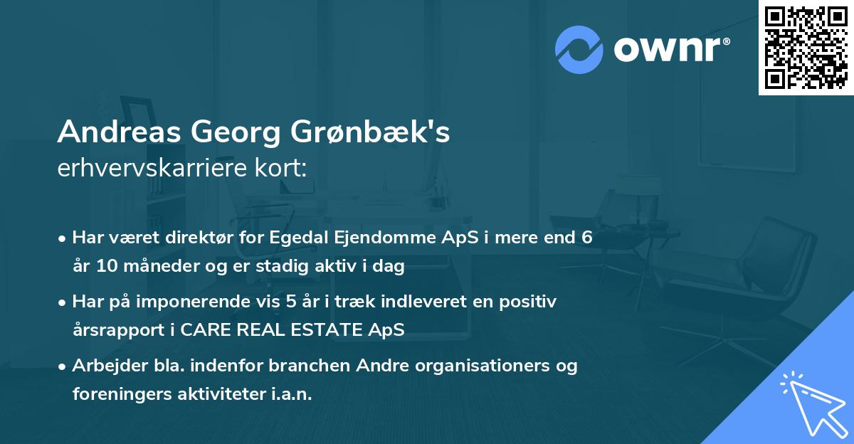 Andreas Georg Grønbæk's erhvervskarriere kort