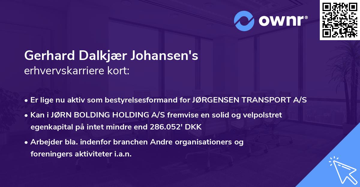 Gerhard Dalkjær Johansen's erhvervskarriere kort