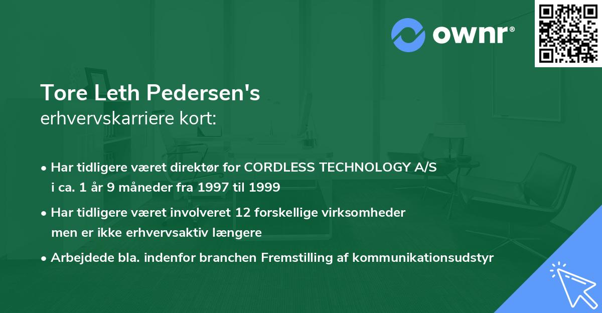 Tore Leth Pedersen's erhvervskarriere kort