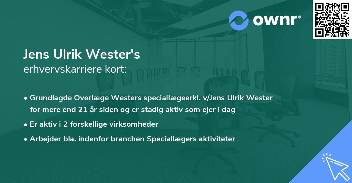 Jens Ulrik Wester's erhvervskarriere kort