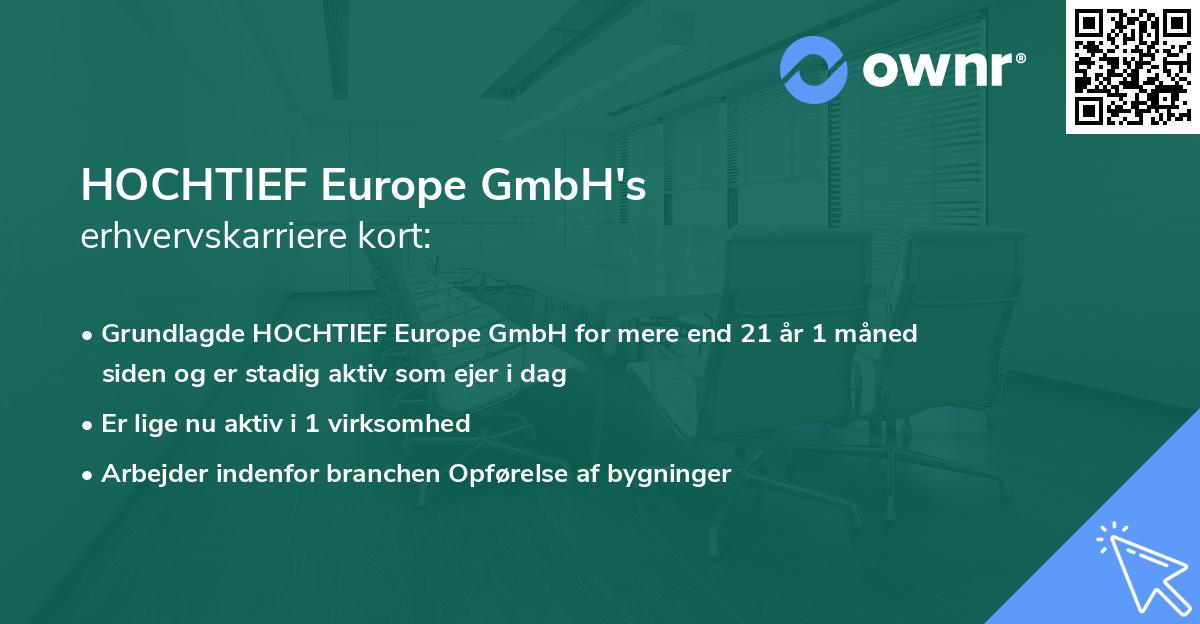 HOCHTIEF Europe GmbH's erhvervskarriere kort