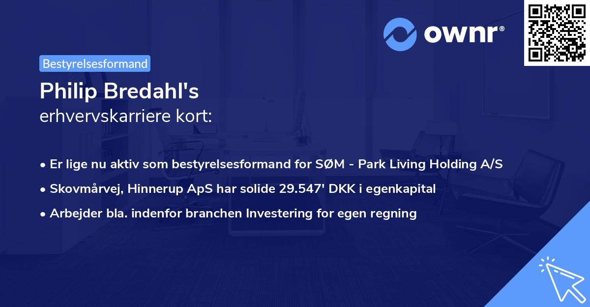 Philip Bredahl's erhvervskarriere kort