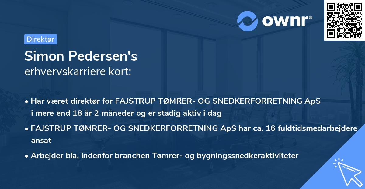 Simon Pedersen's erhvervskarriere kort