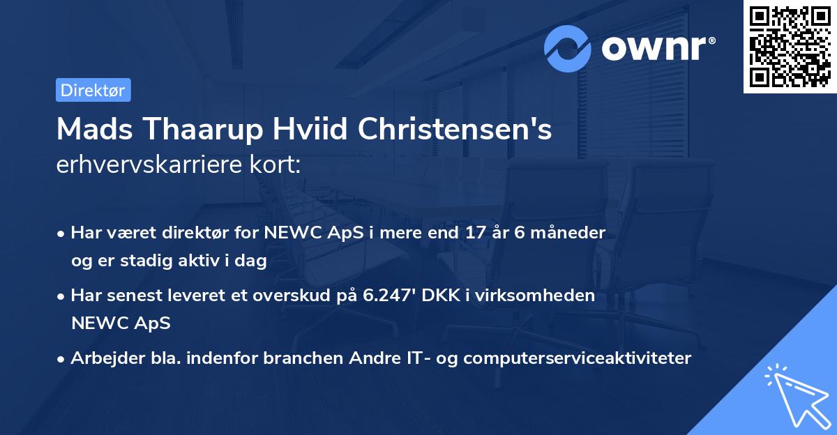 Mads Thaarup Hviid Christensen's erhvervskarriere kort