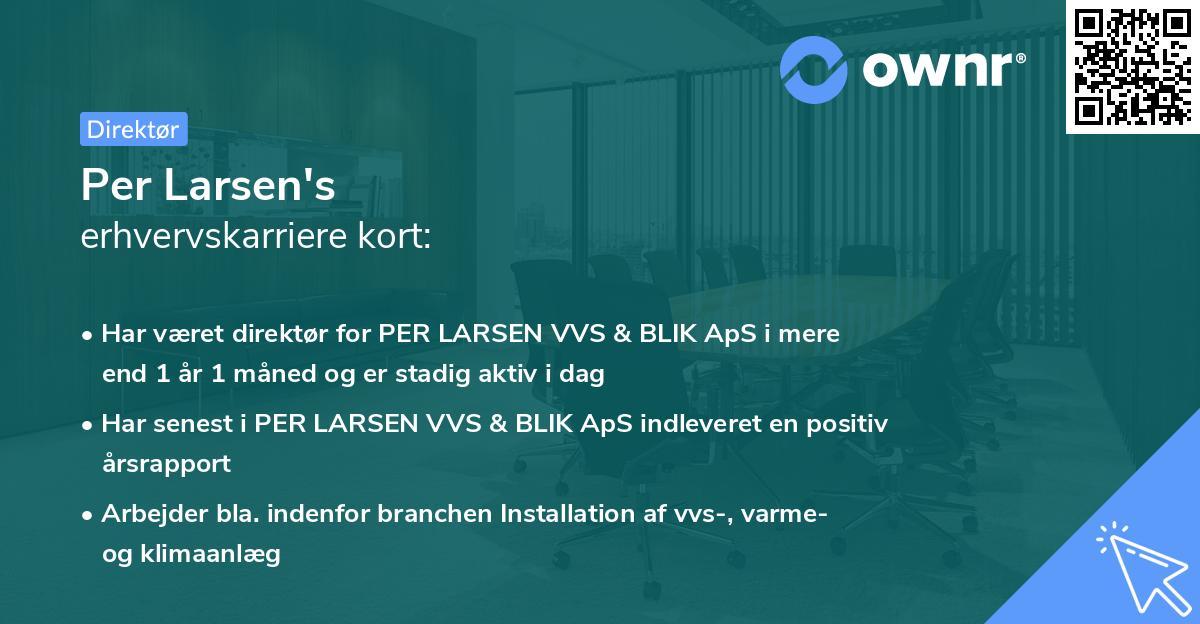 Per Larsen's erhvervskarriere kort