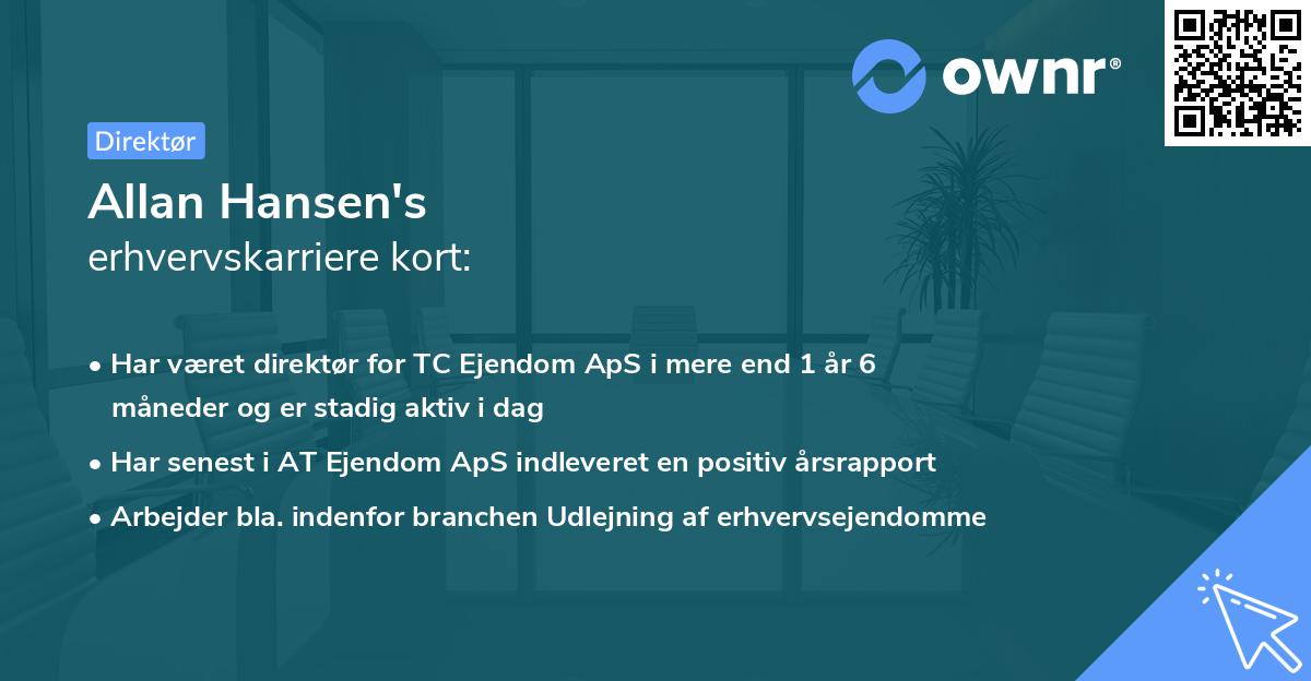 Allan Hansen's erhvervskarriere kort