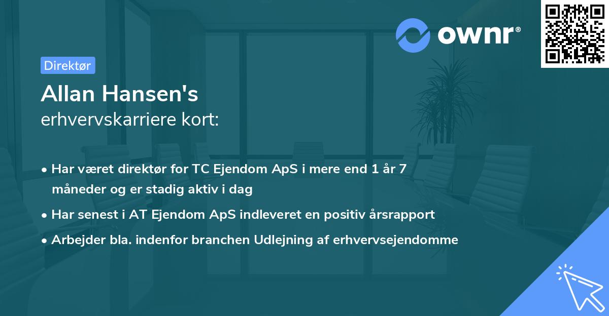 Allan Hansen's erhvervskarriere kort
