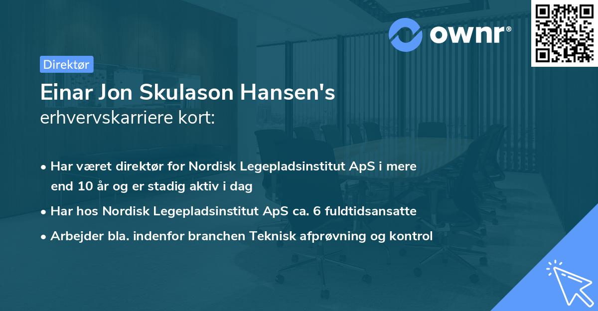 Einar Jon Skulason Hansen's erhvervskarriere kort