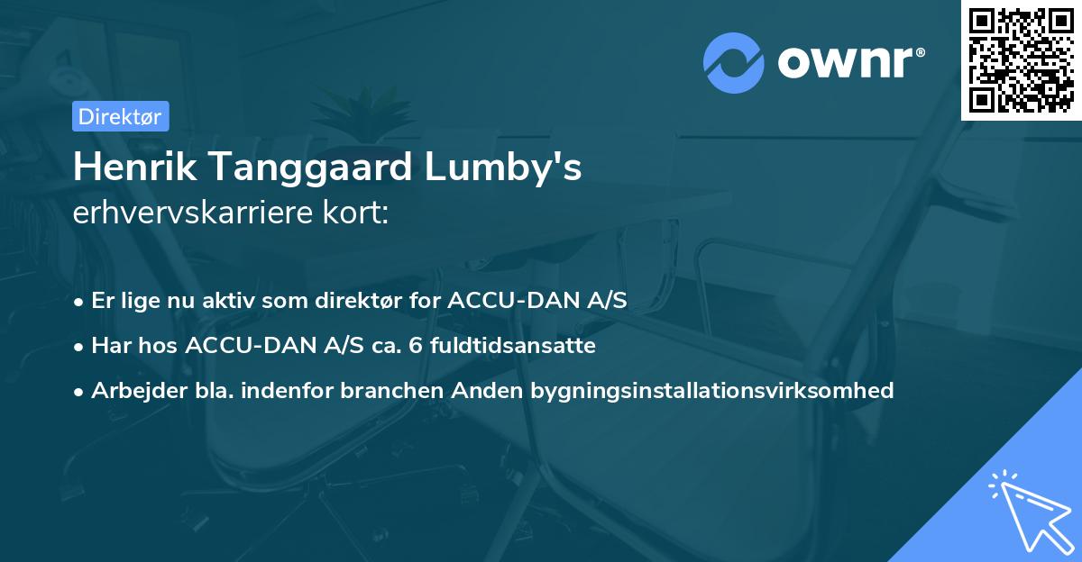 Henrik Tanggaard Lumby's erhvervskarriere kort