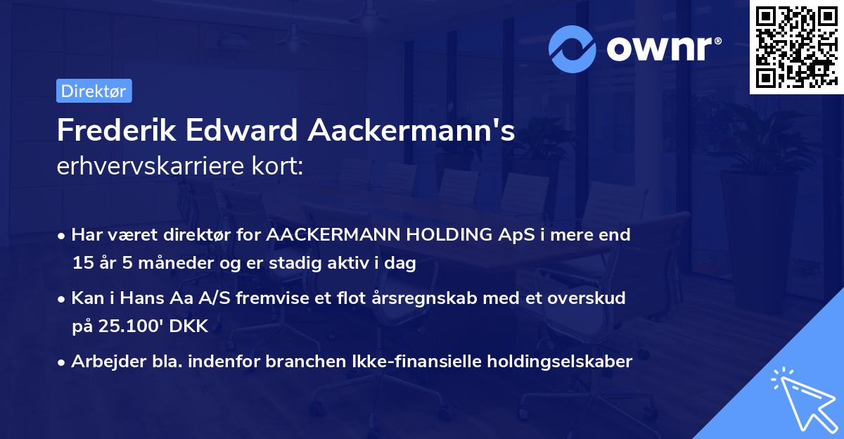 Frederik Edward Aackermann's erhvervskarriere kort