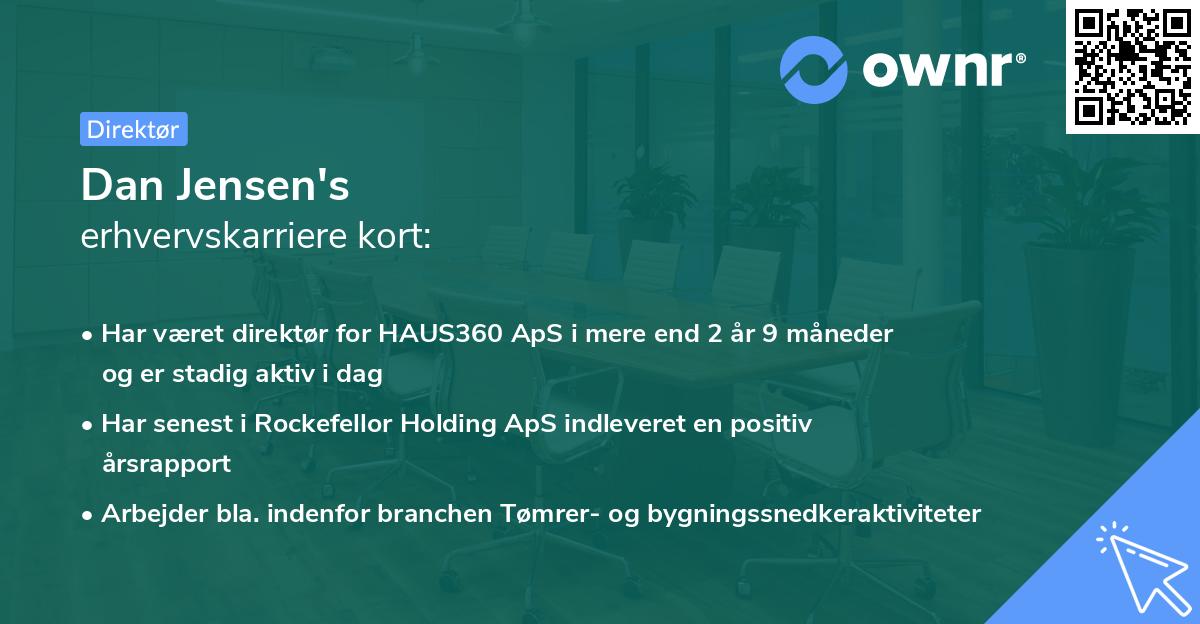 Dan Jensen's erhvervskarriere kort