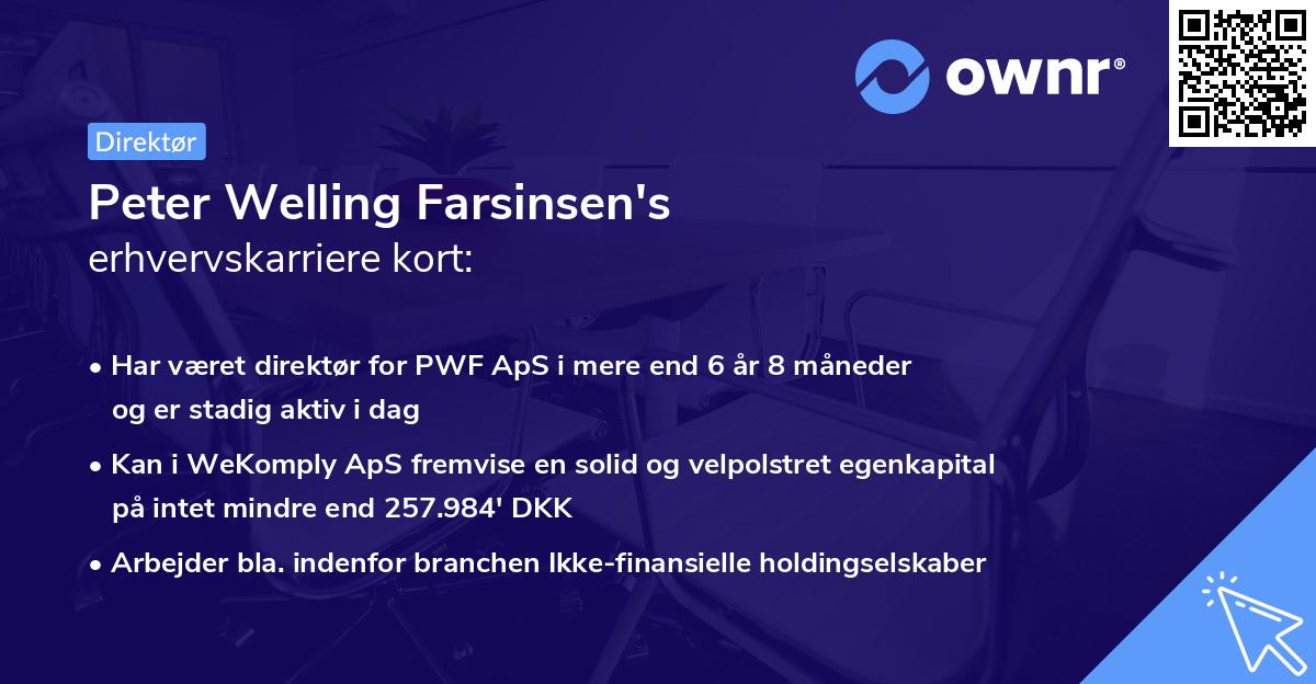 Peter Welling Farsinsen's erhvervskarriere kort