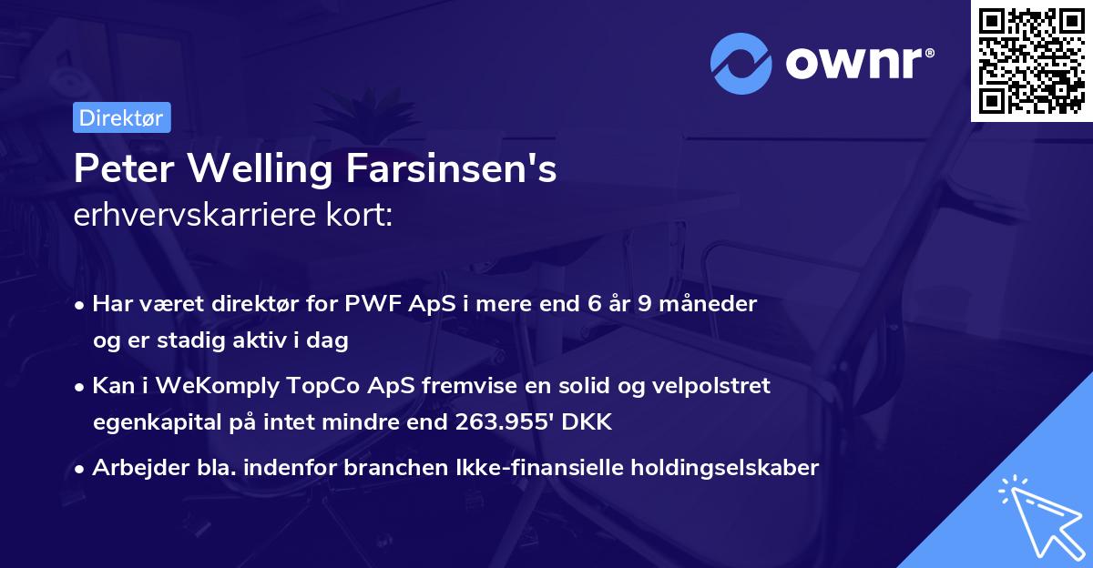 Peter Welling Farsinsen's erhvervskarriere kort