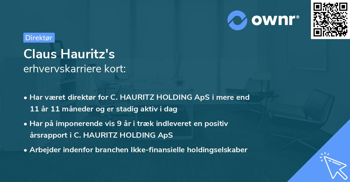 Claus Hauritz's erhvervskarriere kort
