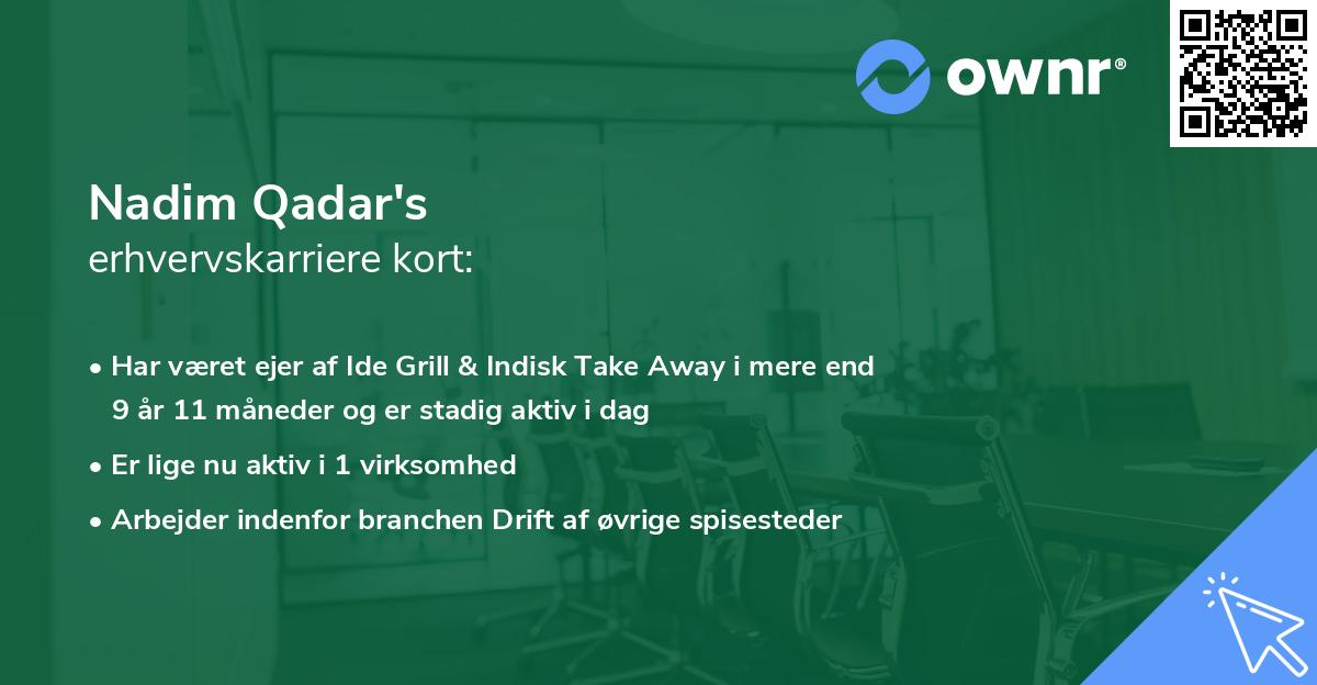 Nadim Qadar's erhvervskarriere kort