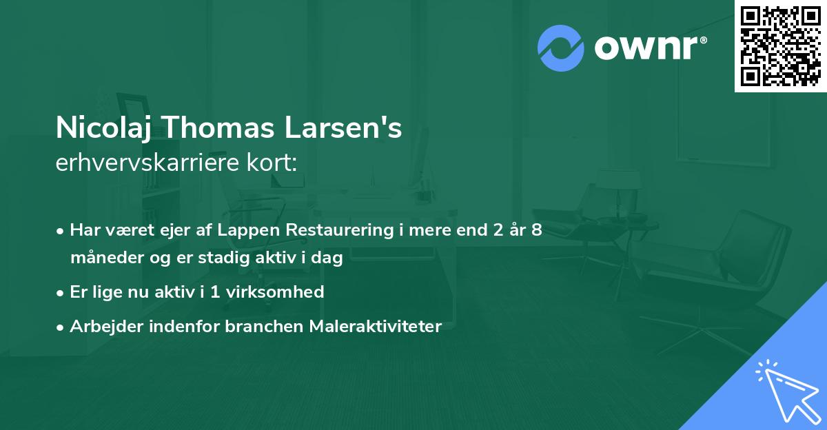 Nicolaj Thomas Larsen's erhvervskarriere kort