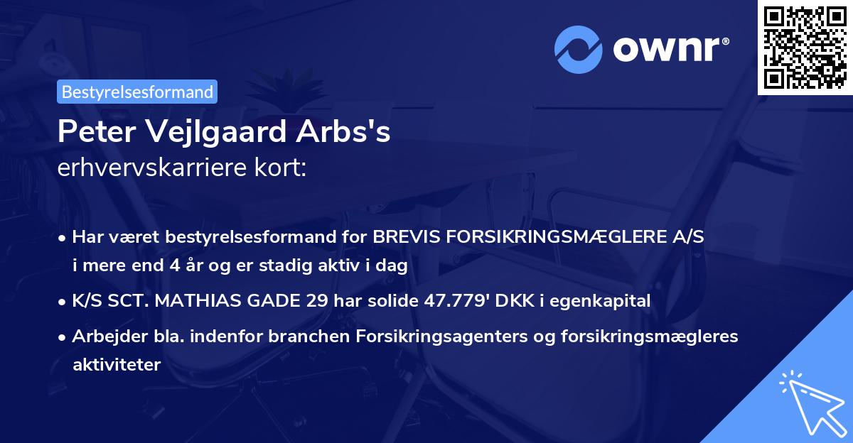 Peter Vejlgaard Arbs's erhvervskarriere kort