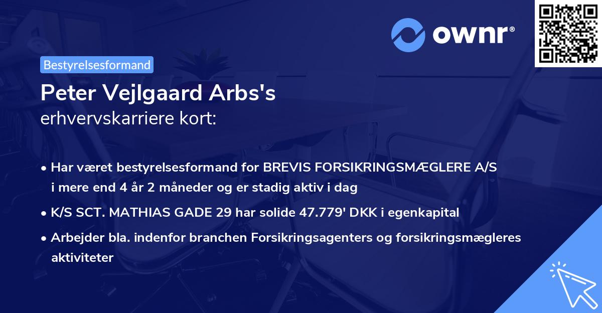 Peter Vejlgaard Arbs's erhvervskarriere kort