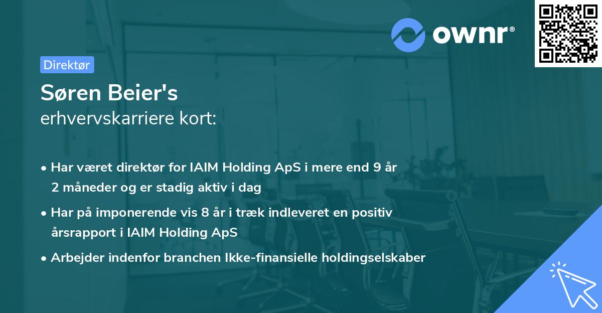Søren Beier's erhvervskarriere kort