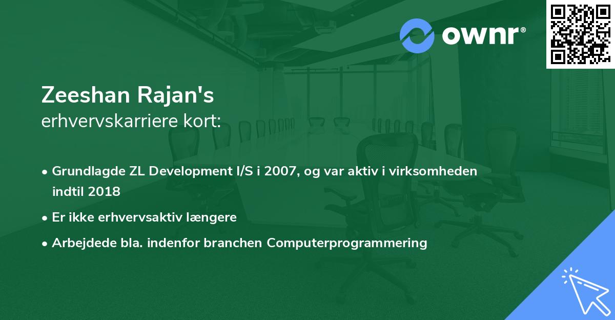 Zeeshan Rajan's erhvervskarriere kort