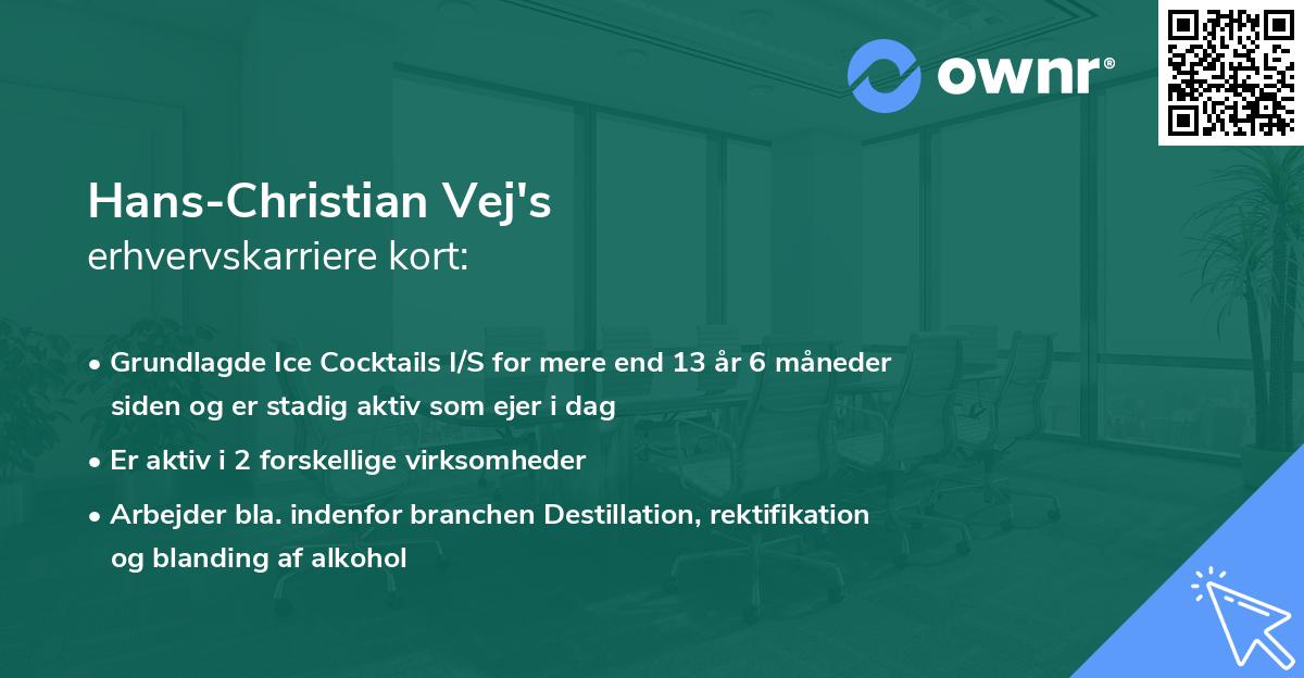 Hans-Christian Vej's erhvervskarriere kort