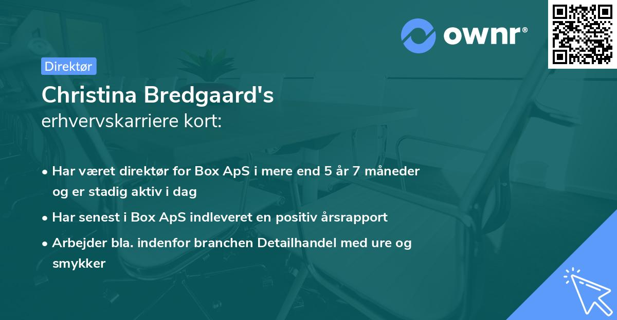 Christina Bredgaard's erhvervskarriere kort