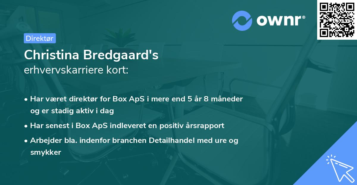 Christina Bredgaard's erhvervskarriere kort