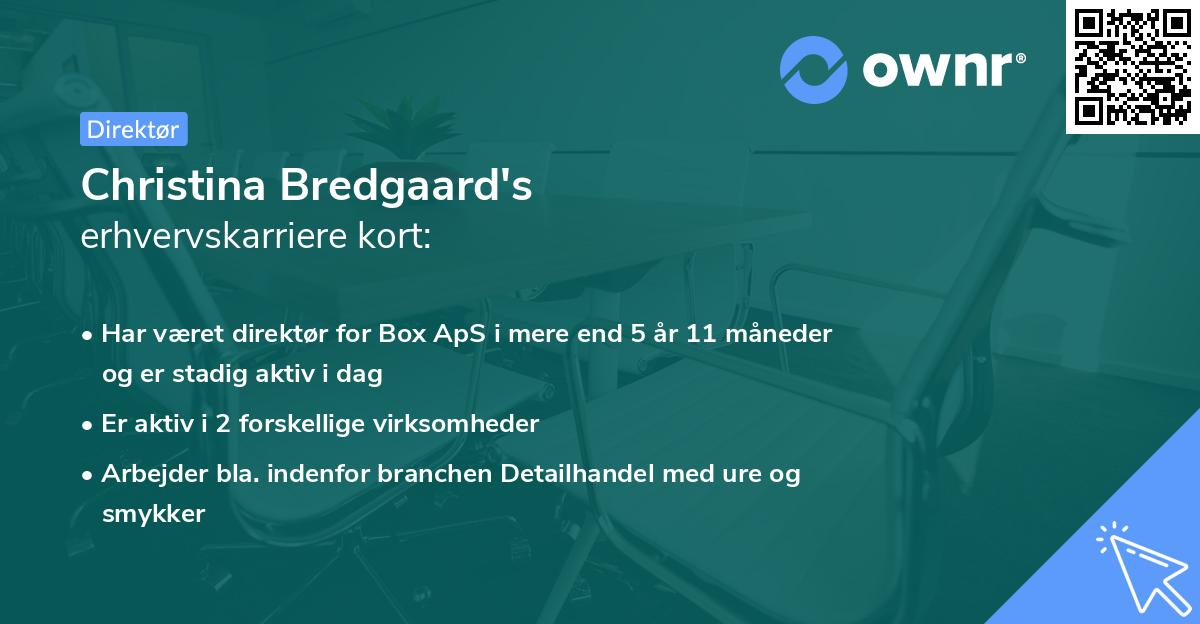 Christina Bredgaard's erhvervskarriere kort
