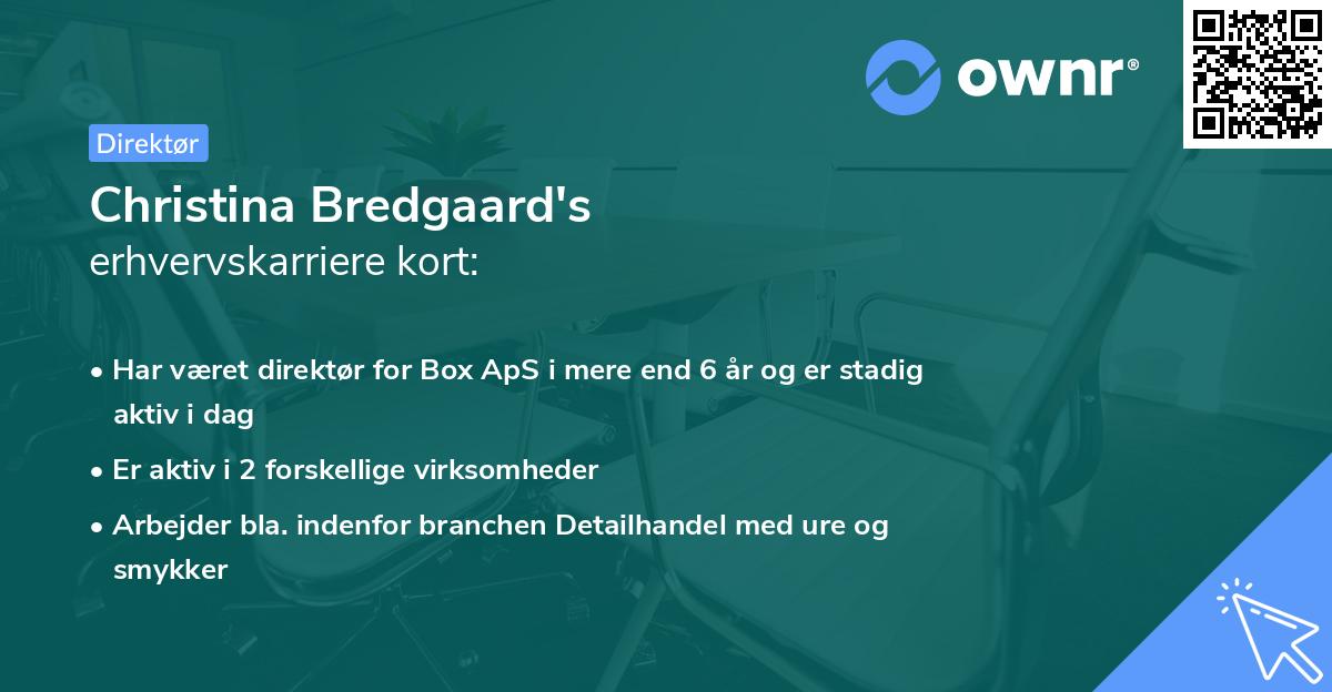 Christina Bredgaard's erhvervskarriere kort