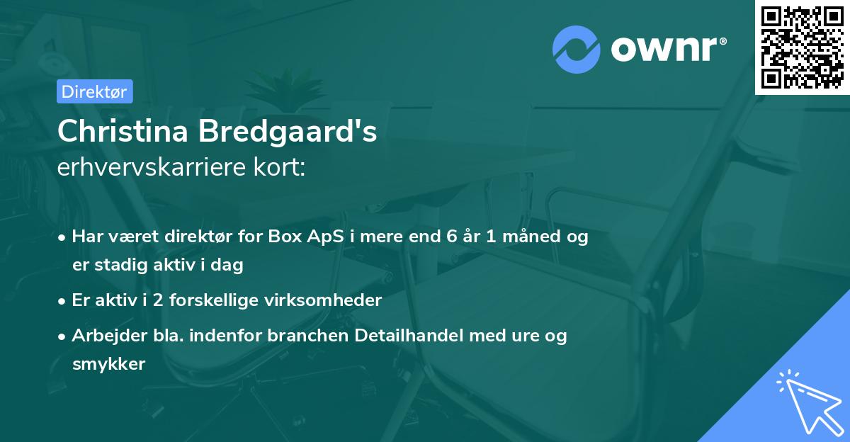 Christina Bredgaard's erhvervskarriere kort