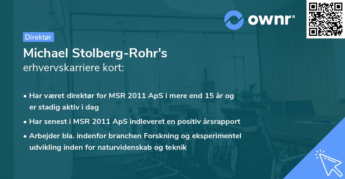 Michael Stolberg-Rohr's erhvervskarriere kort