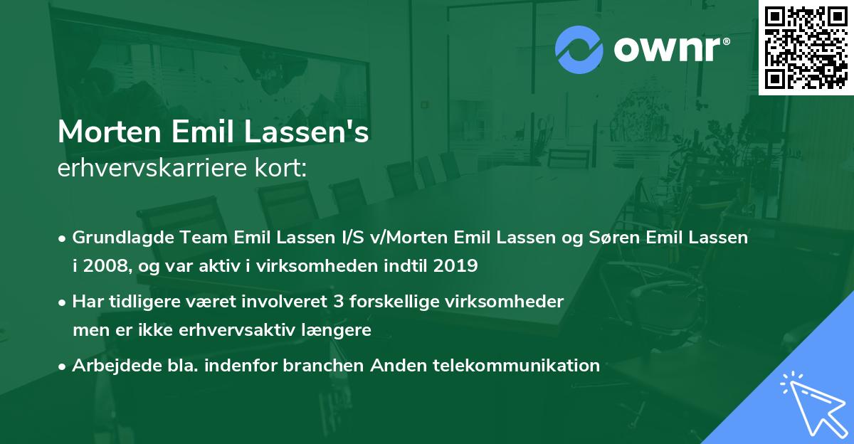 Morten Emil Lassen's erhvervskarriere kort