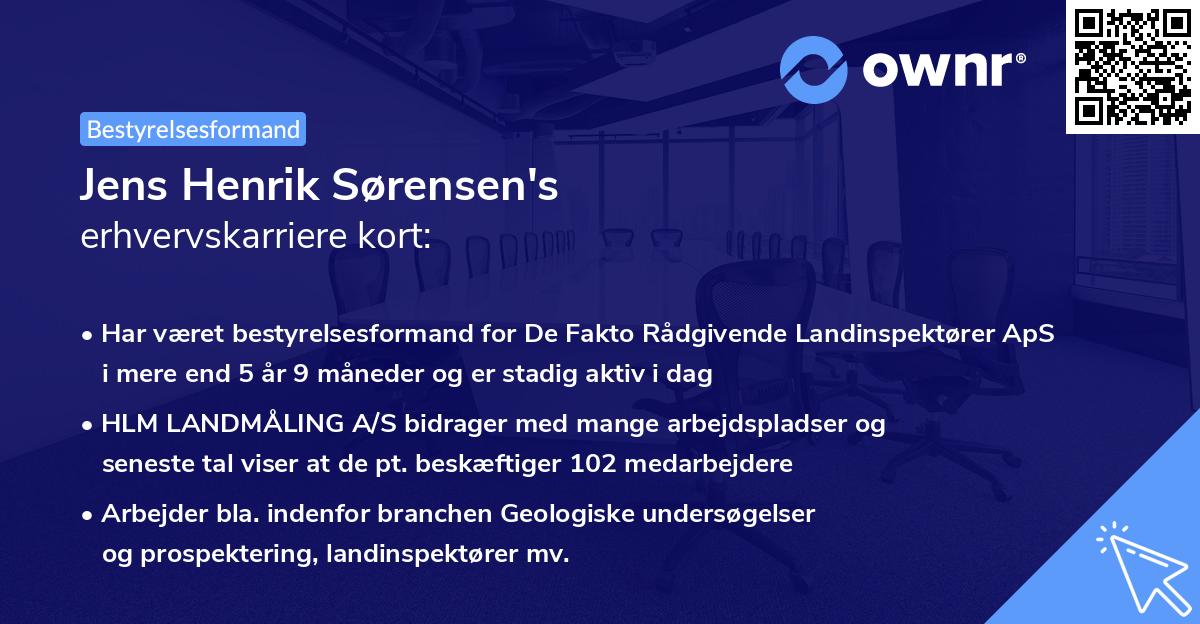Jens Henrik Sørensen's erhvervskarriere kort