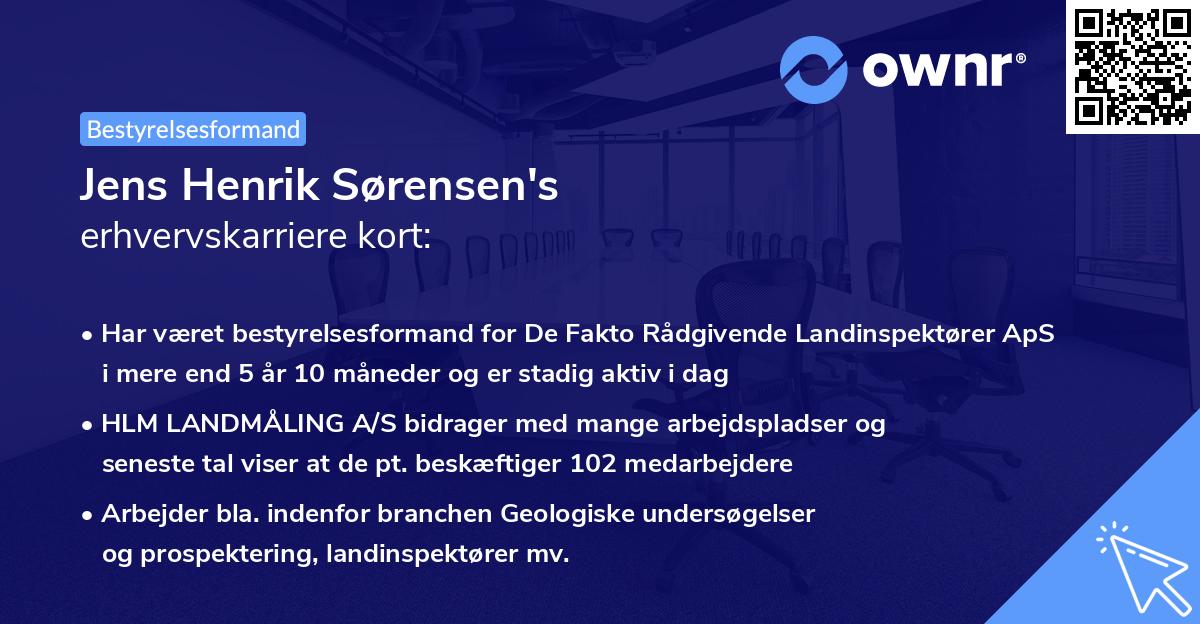 Jens Henrik Sørensen's erhvervskarriere kort