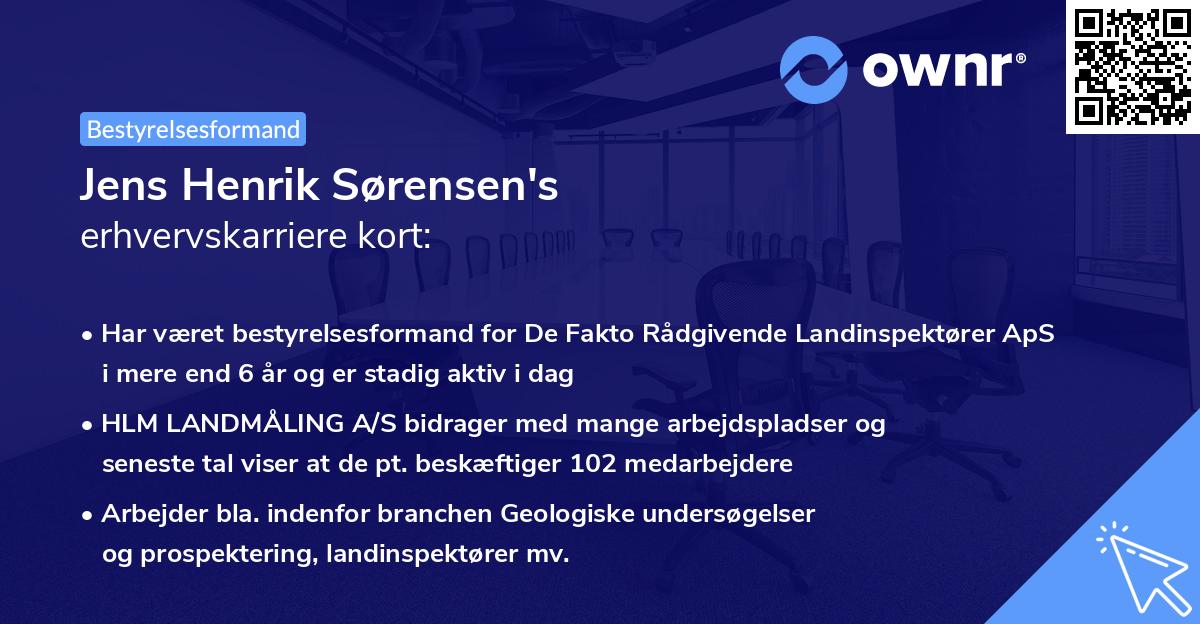 Jens Henrik Sørensen's erhvervskarriere kort