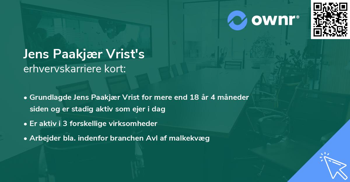 Jens Paakjær Vrist's erhvervskarriere kort