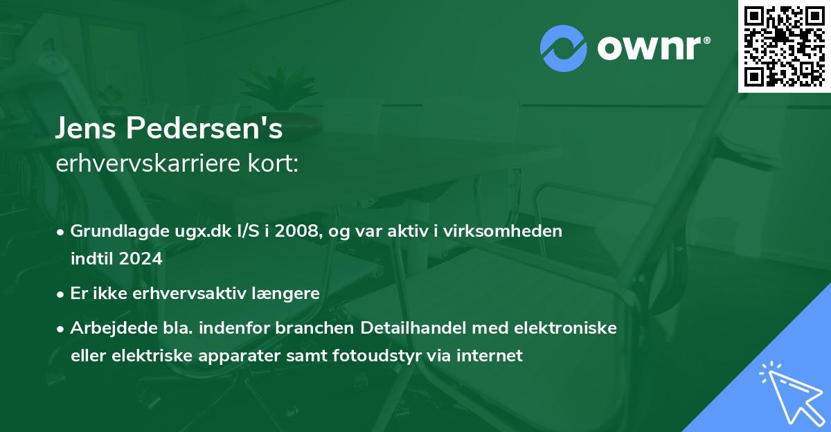 Jens Pedersen's erhvervskarriere kort