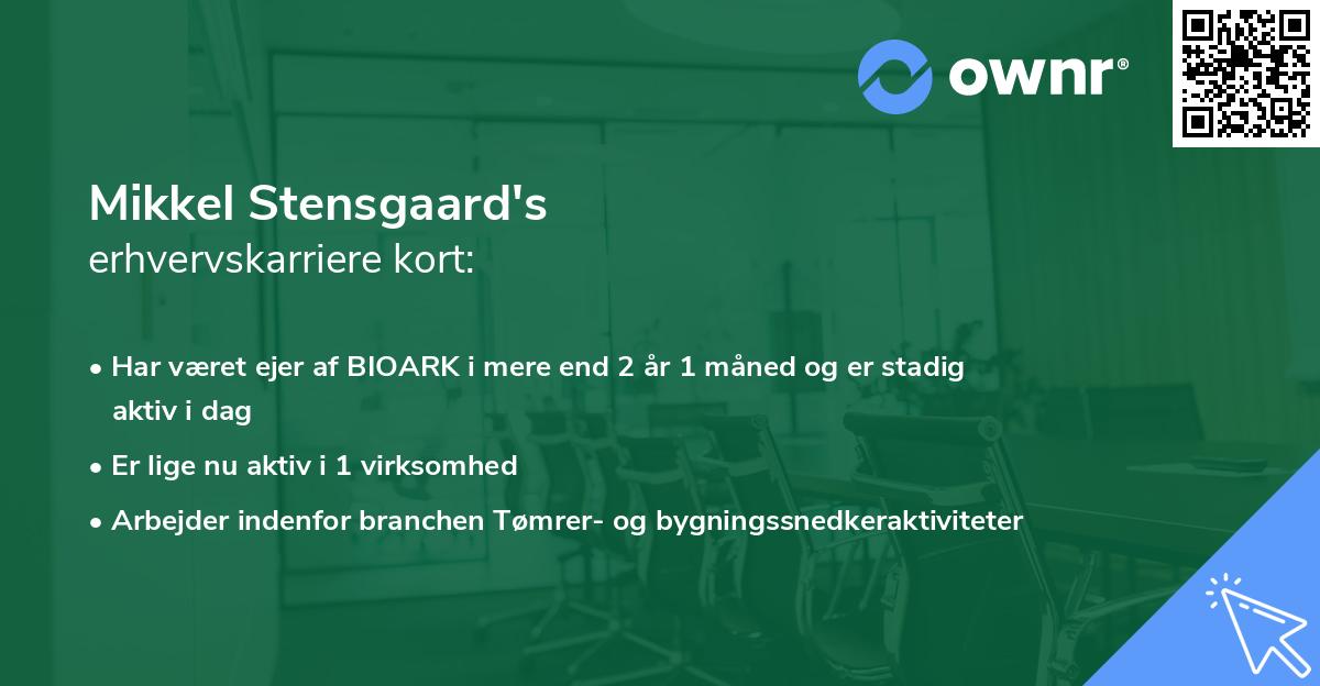Mikkel Stensgaard's erhvervskarriere kort
