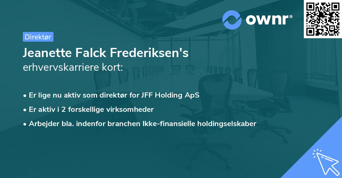 Jeanette Falck Frederiksen's erhvervskarriere kort