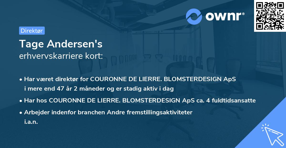 Tage Andersen's erhvervskarriere kort