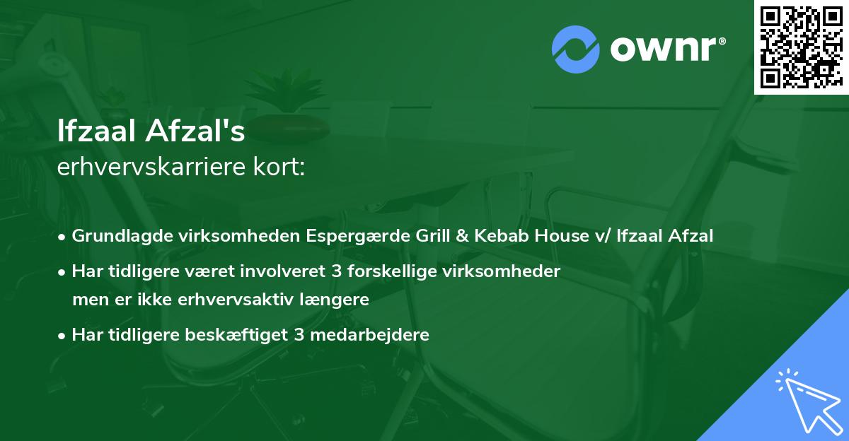 Ifzaal Afzal's erhvervskarriere kort