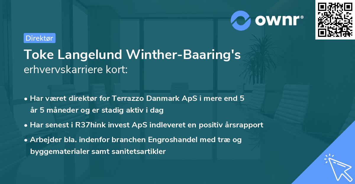 Toke Langelund Winther-Baaring's erhvervskarriere kort