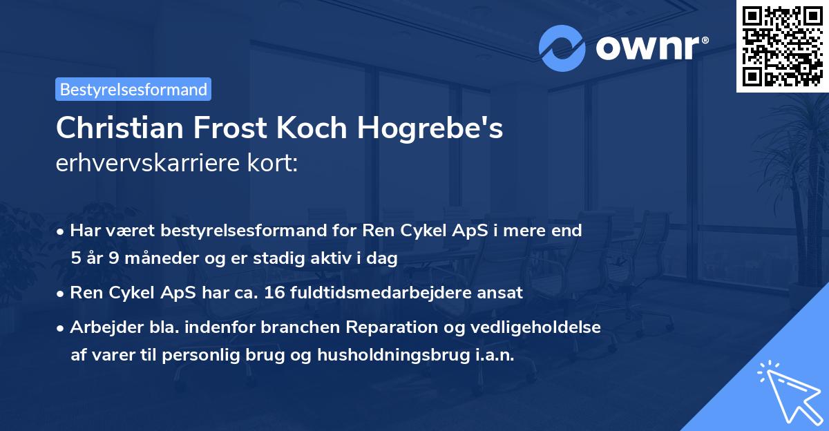 Christian Frost Koch Hogrebe's erhvervskarriere kort