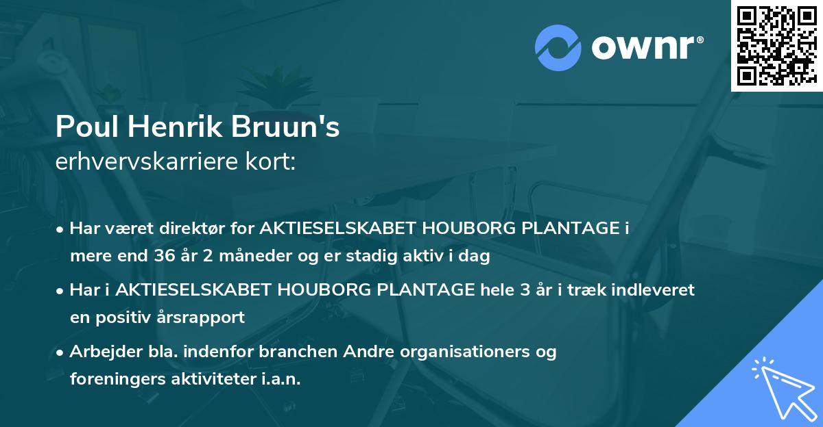 Poul Henrik Bruun's erhvervskarriere kort