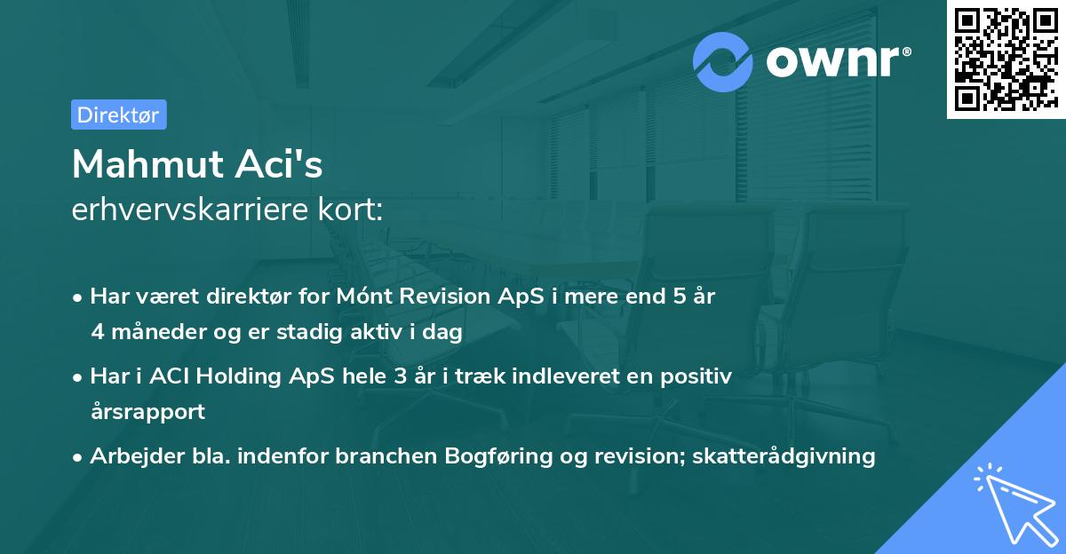 Mahmut Aci's erhvervskarriere kort
