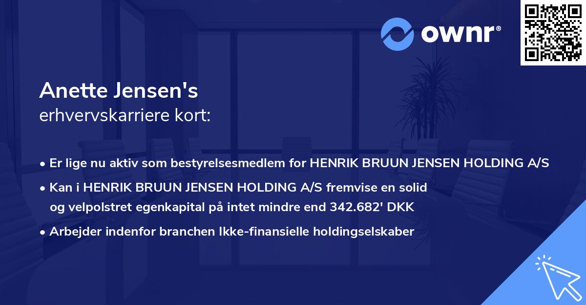 Anette Jensen's erhvervskarriere kort