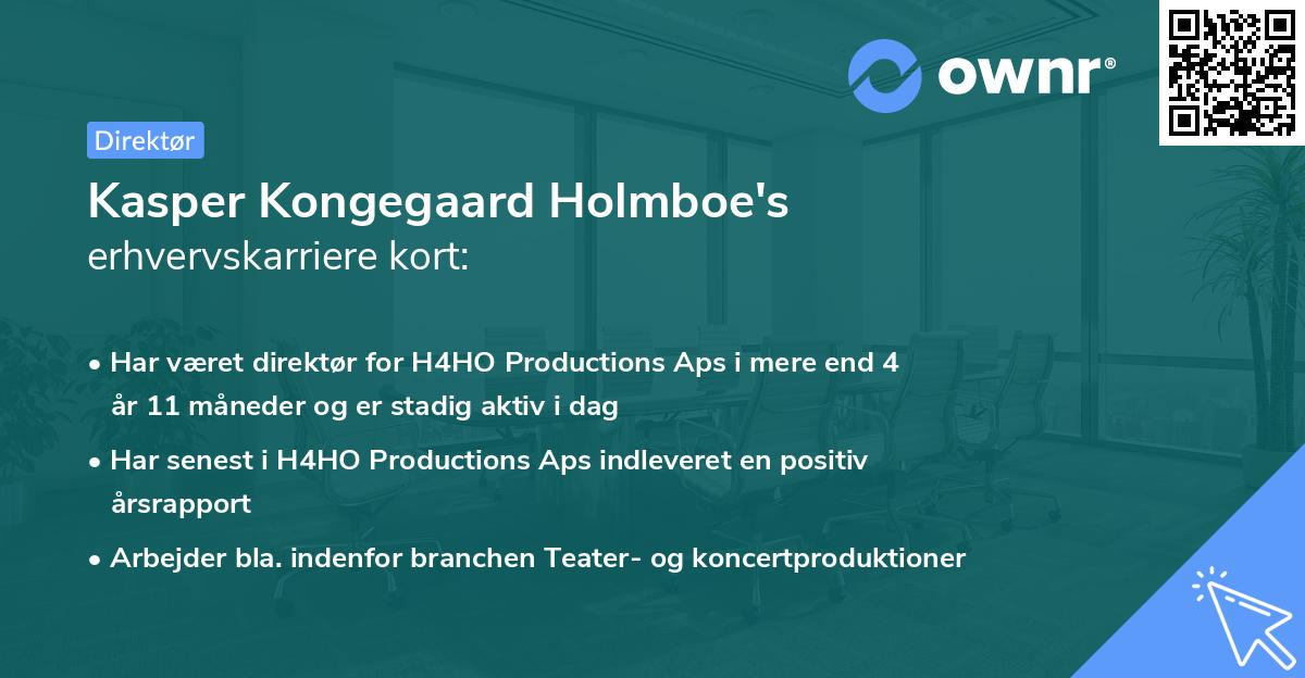 Kasper Kongegaard Holmboe's erhvervskarriere kort